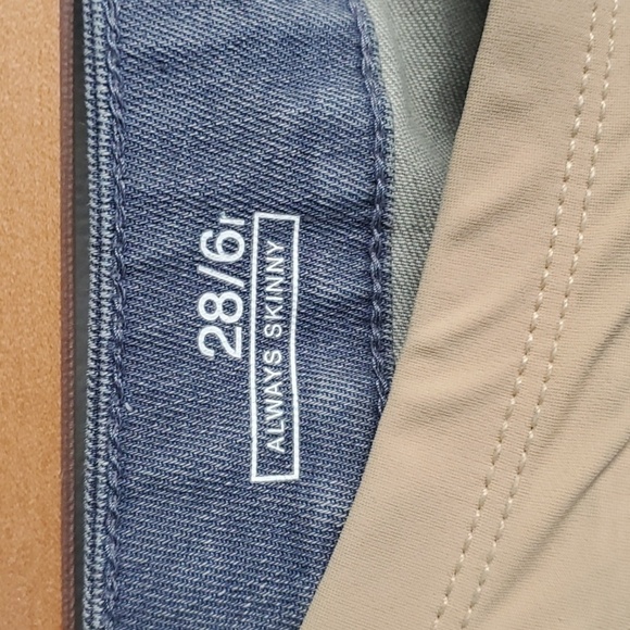 Gap 1969 jeans women's size 28 size 6R size 6 blue cream maternity front elastic - Picture 4 of 12